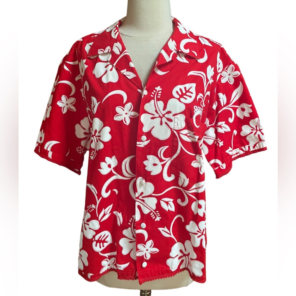 RJC, Made in Hawaii, Embroidered “gogo”‎ Cloudport, Button Down Hawaiian Shirt